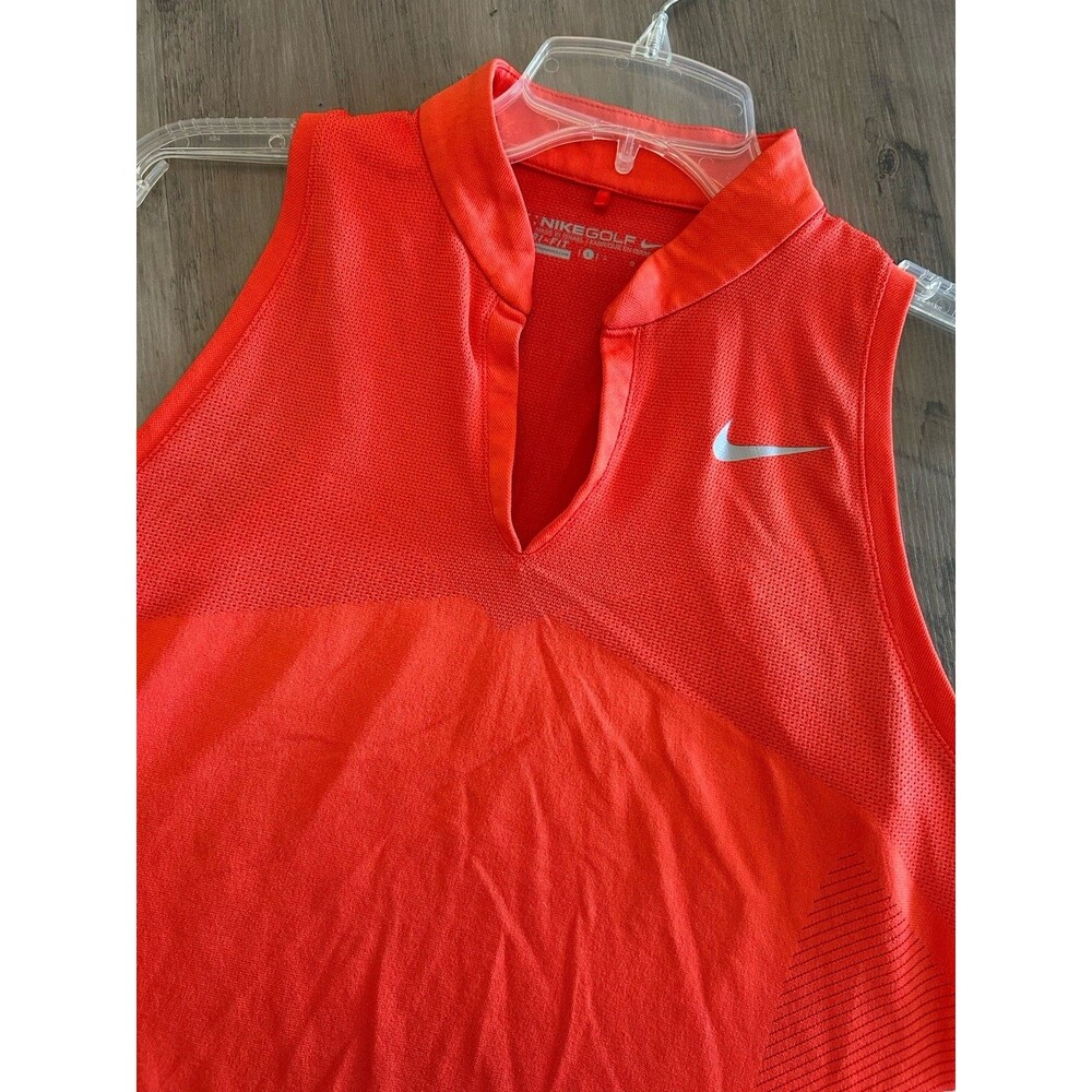 Nike Golf Womens Dri Fit Victory Polo Sleeveless Orange Size L